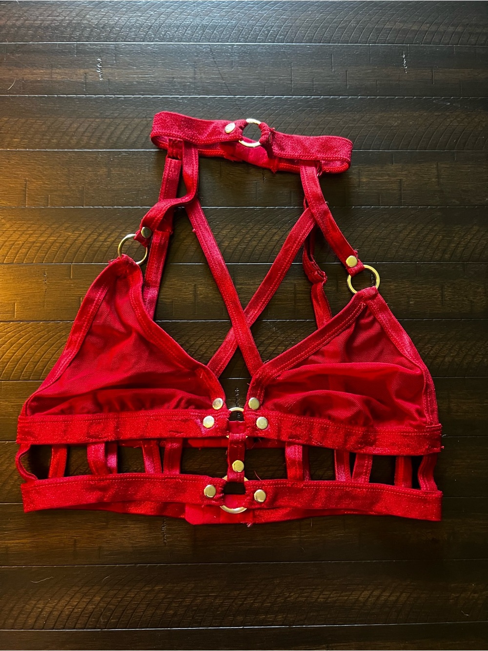 Strappy Red Mesh Bralette Harness